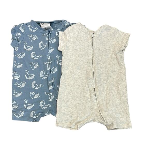 H&M Blue Whale and Gray Kids One Piece Set 3 months - Picture 1 of 3